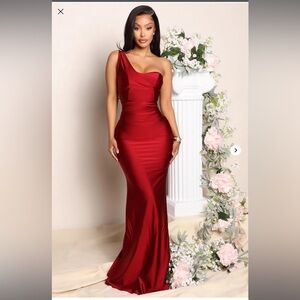 Fashion Nova One-Shoulder Red Dress